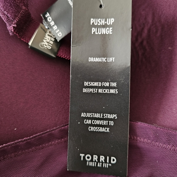 Torrid Curve Push Up Plunge Womens Purple Lace Full Coverage Underwire Crossback - Picture 8 of 8